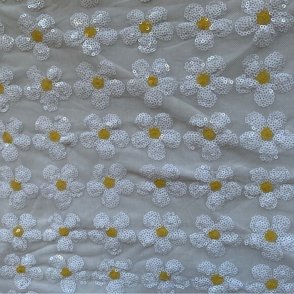 Soprano Sequin White with Chiffon Daisy Overlay Tank Girls Size XL (16) - Picture 6 of 11